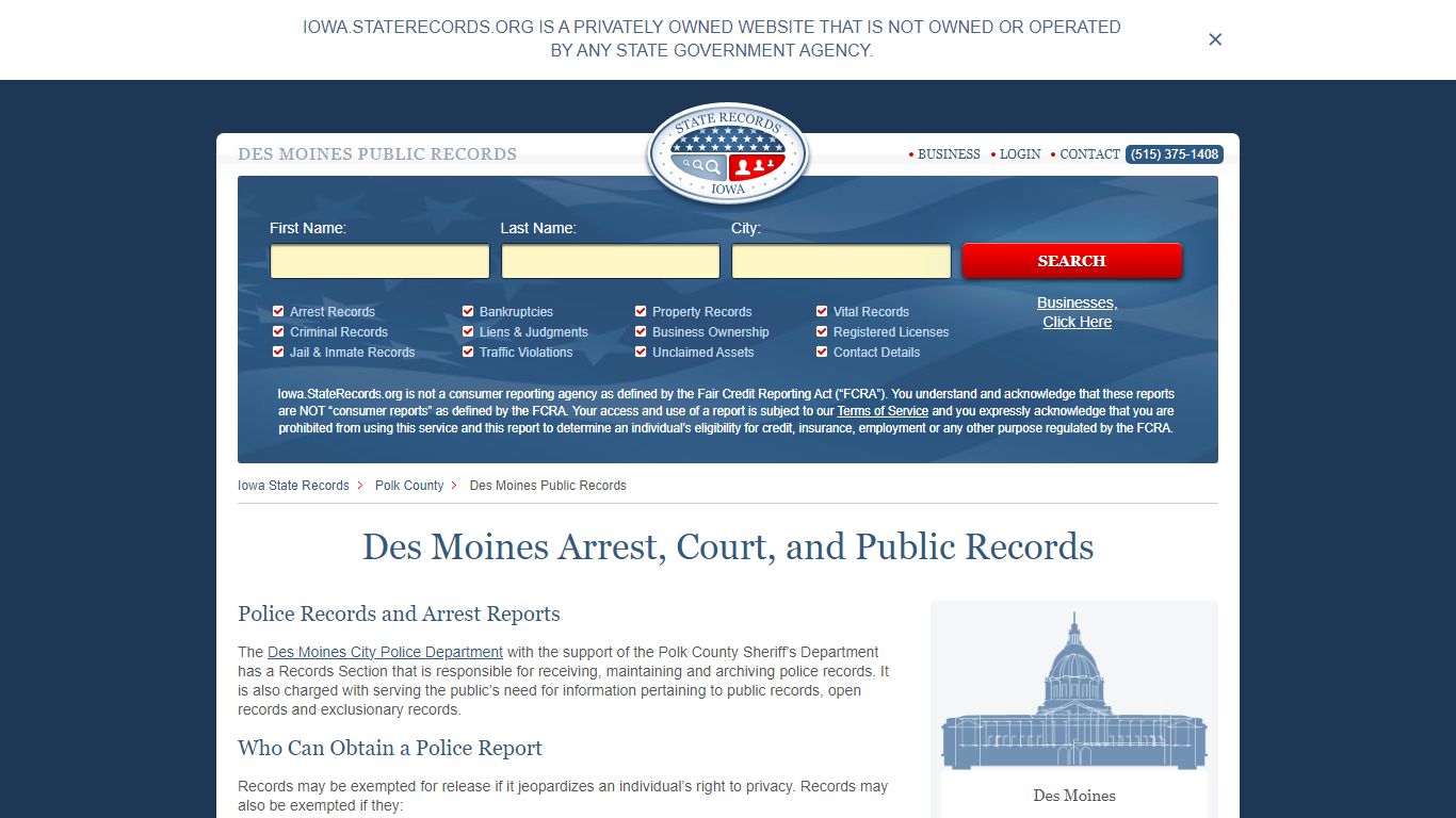 Des Moines Arrest and Public Records | Iowa.StateRecords.org